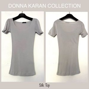 DONNA KARAN COLLECTION Fine Silk Tee Top